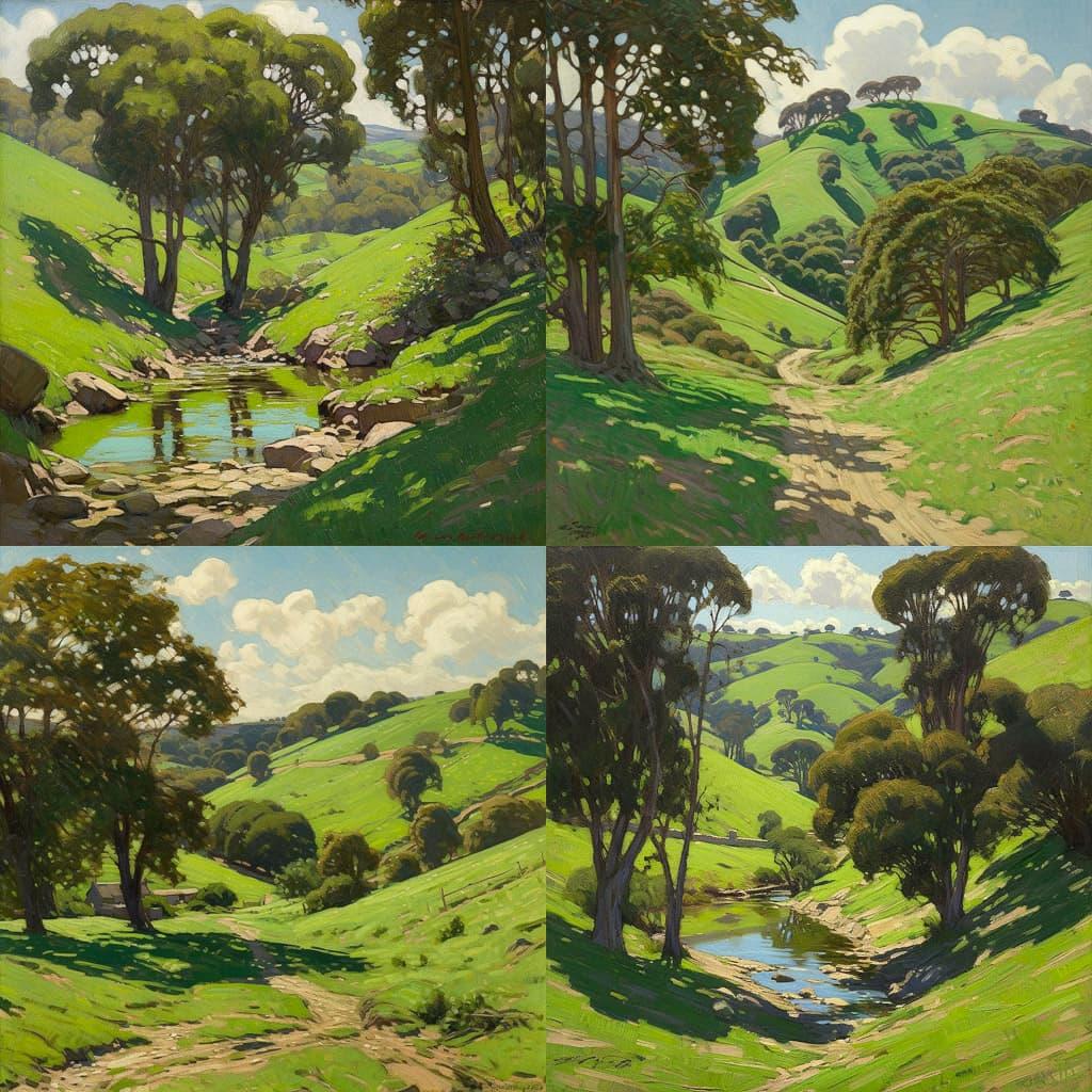 William Wendt style, Midjourney V5, render 1 of 4
