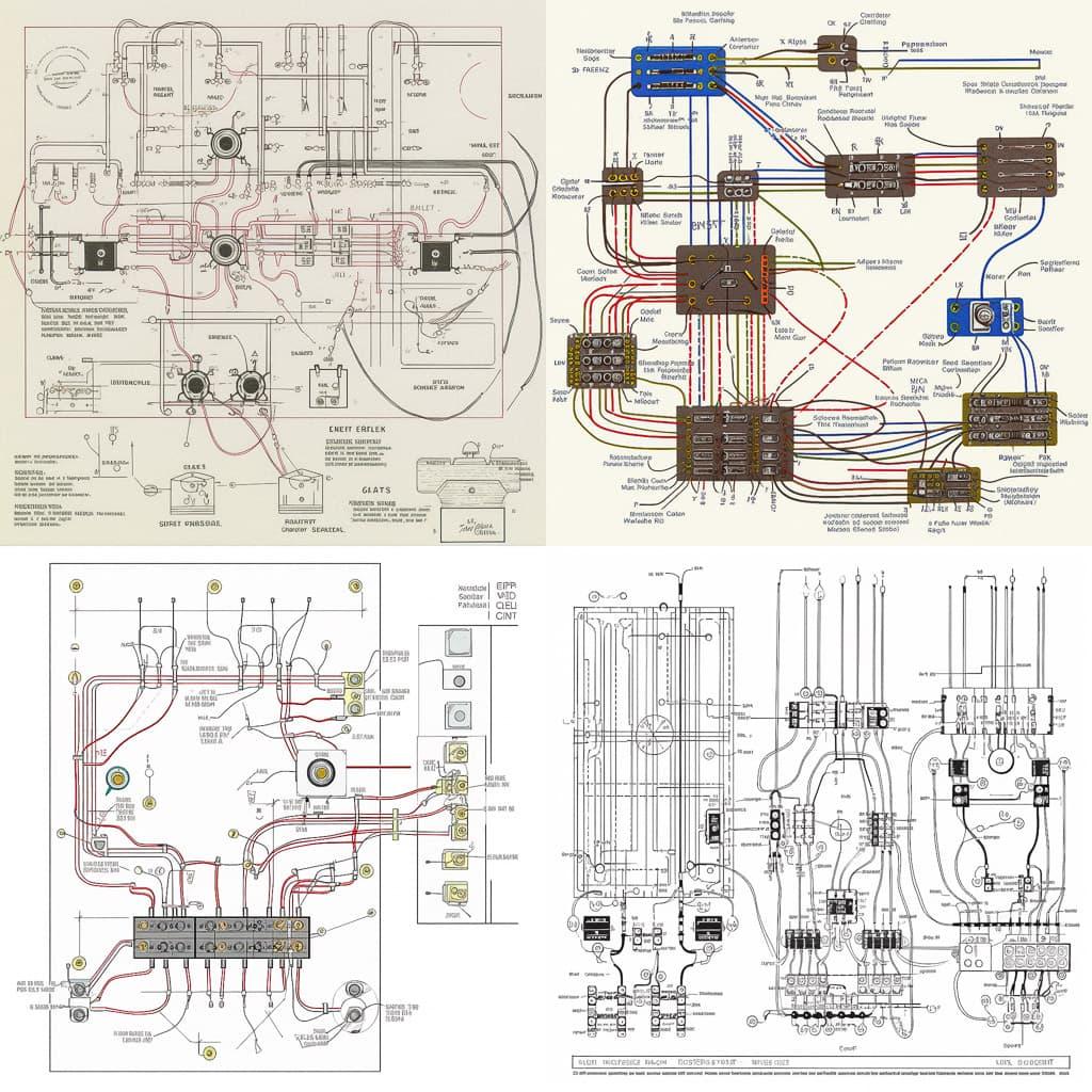 Wiring diagrams style, Midjourney V5, render 1 of 4