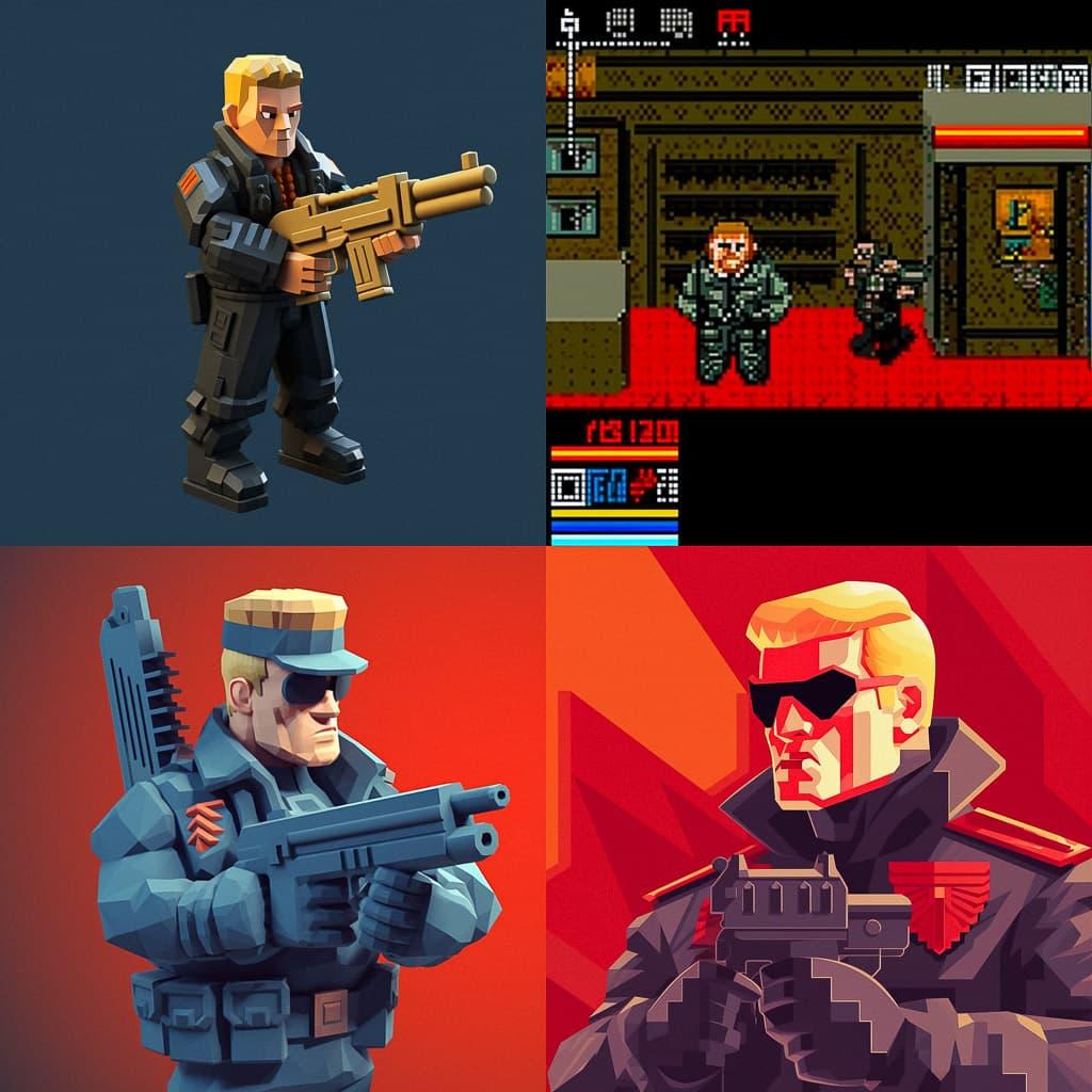 Wolfenstein 3D style, Midjourney V5, render 1 of 4