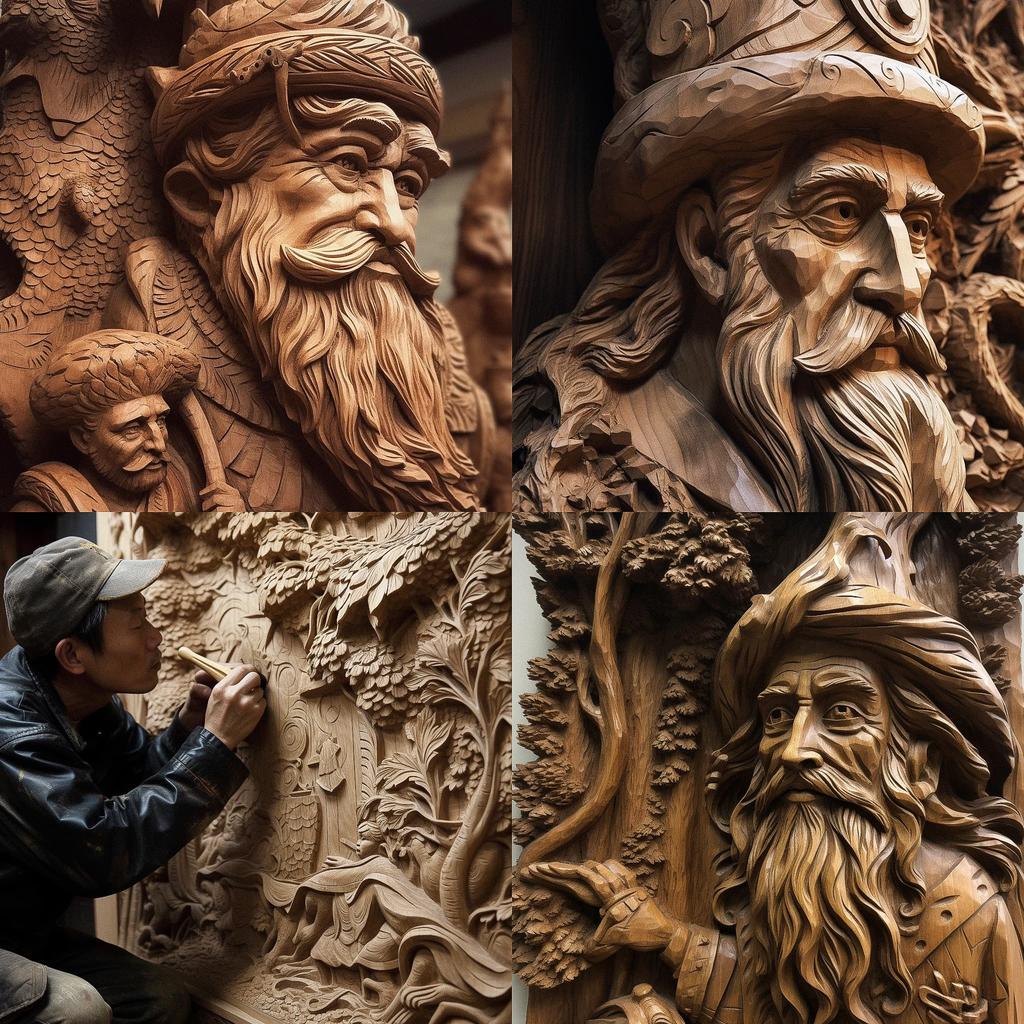 Wood carving style, Midjourney V5, render 1 of 4