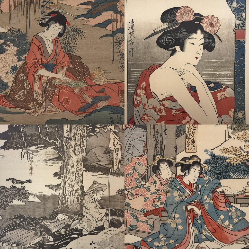 Woodblock print style, Midjourney V5, render 1 of 4