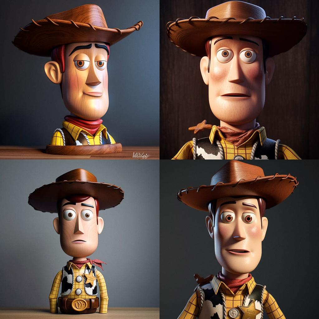 Woody style, Midjourney V5, render 1 of 4