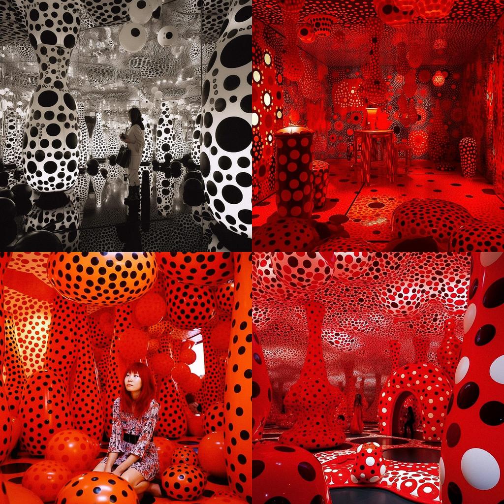 Yayoi Kusama style, Midjourney V5, render 1 of 4