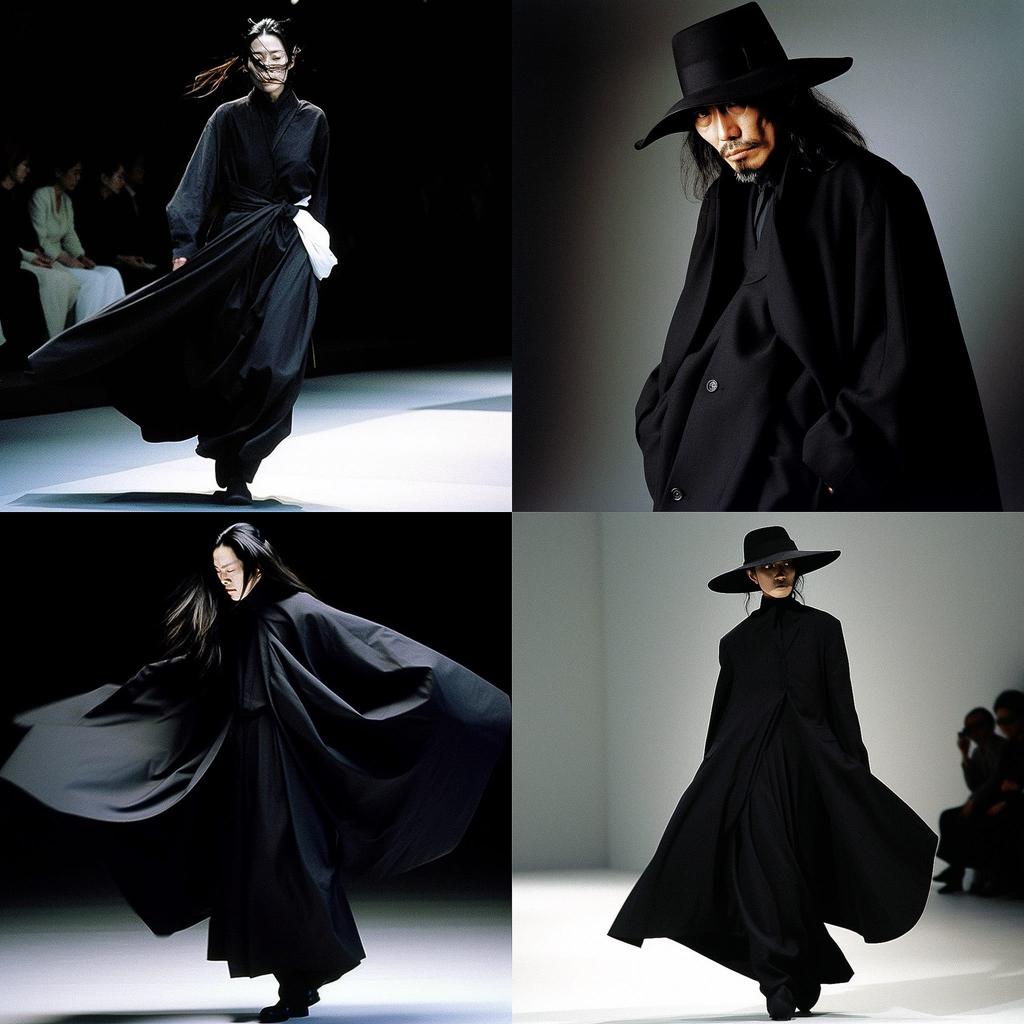 Yohji Yamamoto style, Midjourney V5, render 1 of 4