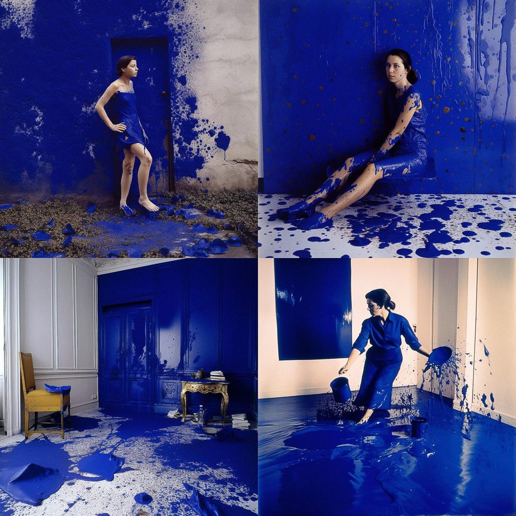 Yves Klein style, Midjourney V5, render 1 of 4