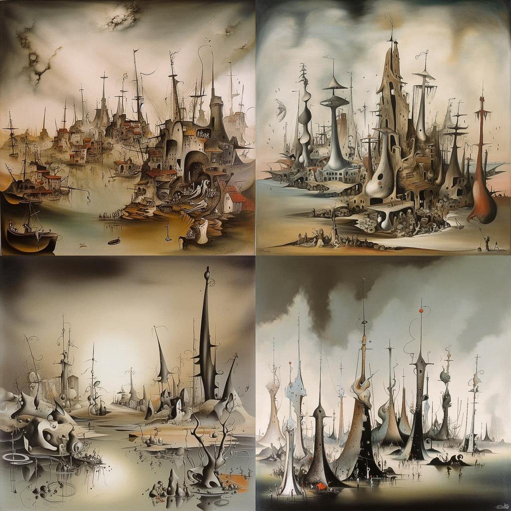 Yves Tanguy style, Midjourney V5, render 1 of 4