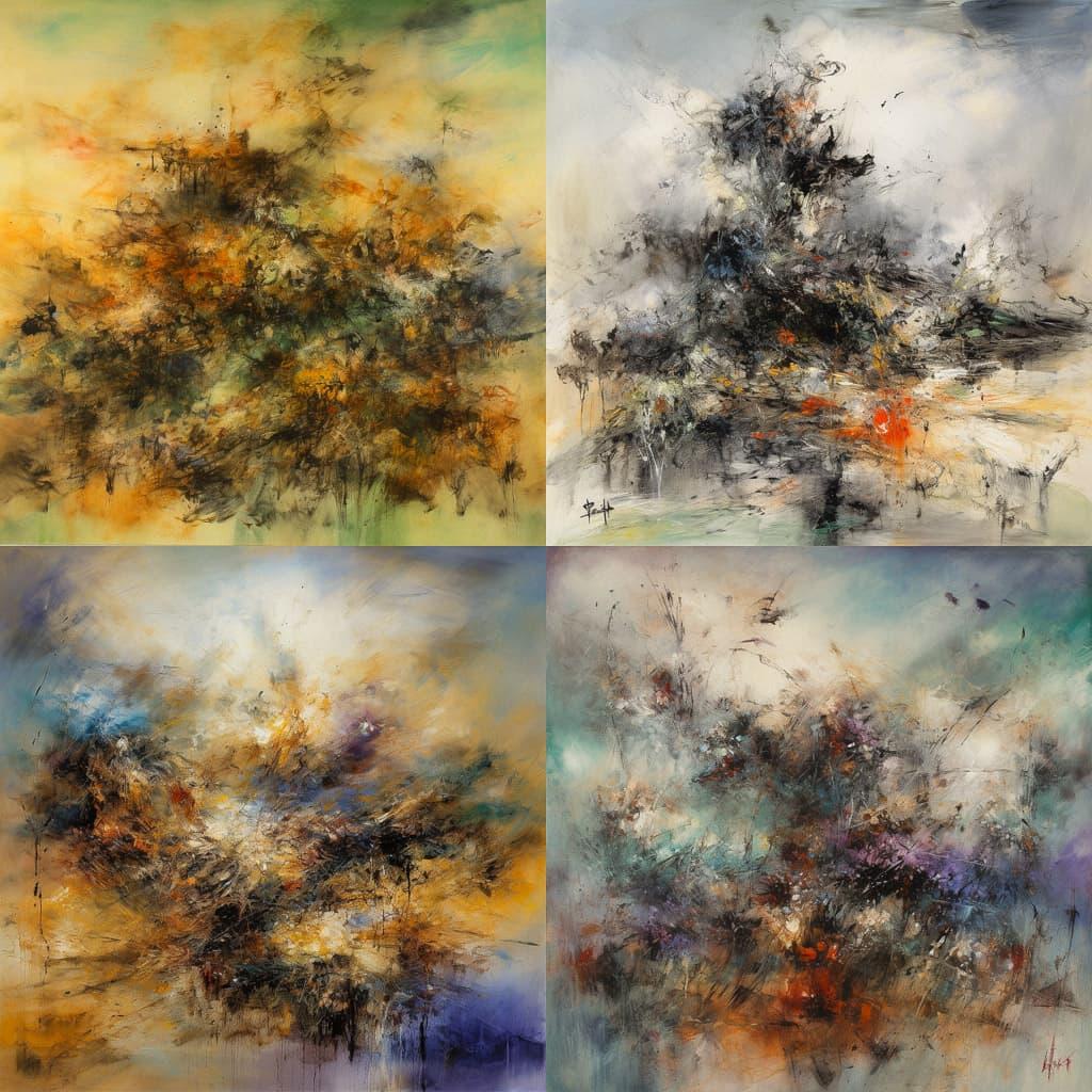 Zao Wou-Ki style, Midjourney V5, render 1 of 4