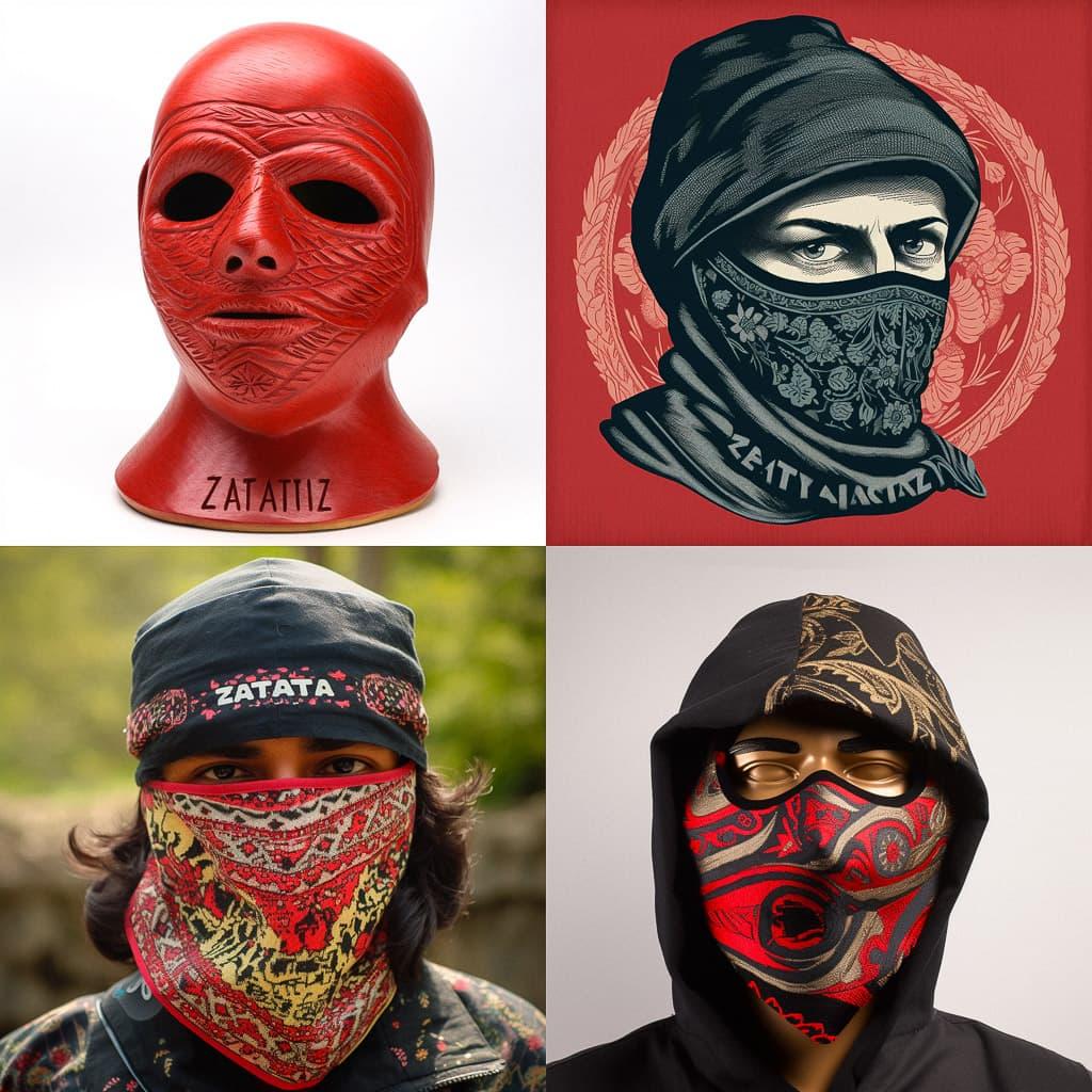 Zapatista mask style, Midjourney V5, render 1 of 4