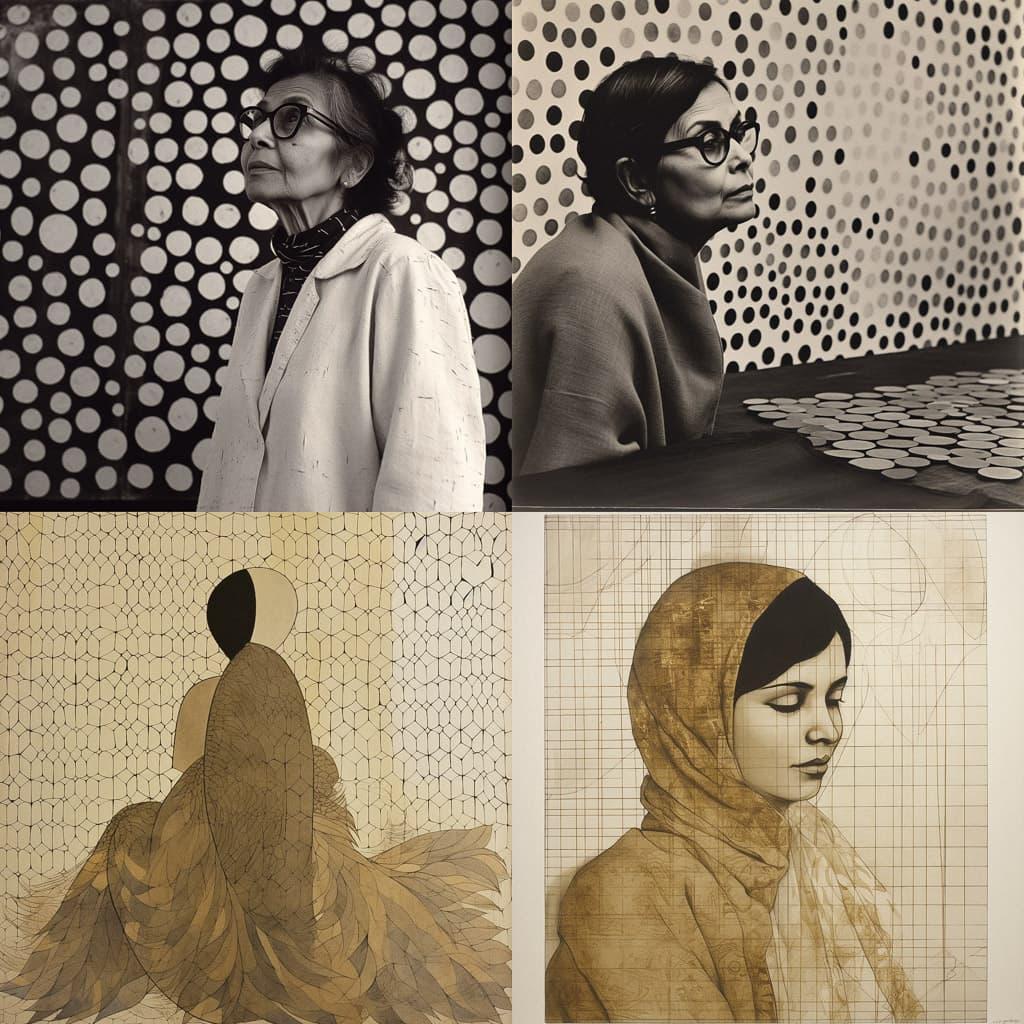 Zarina Hashmi style, Midjourney V5, render 1 of 4