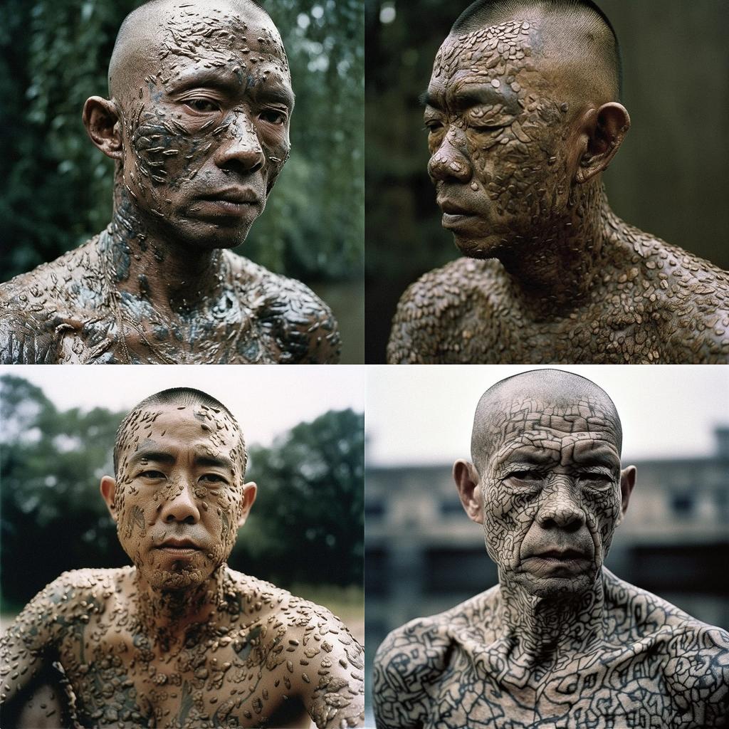 Zhang Huan style, Midjourney V5, render 1 of 4