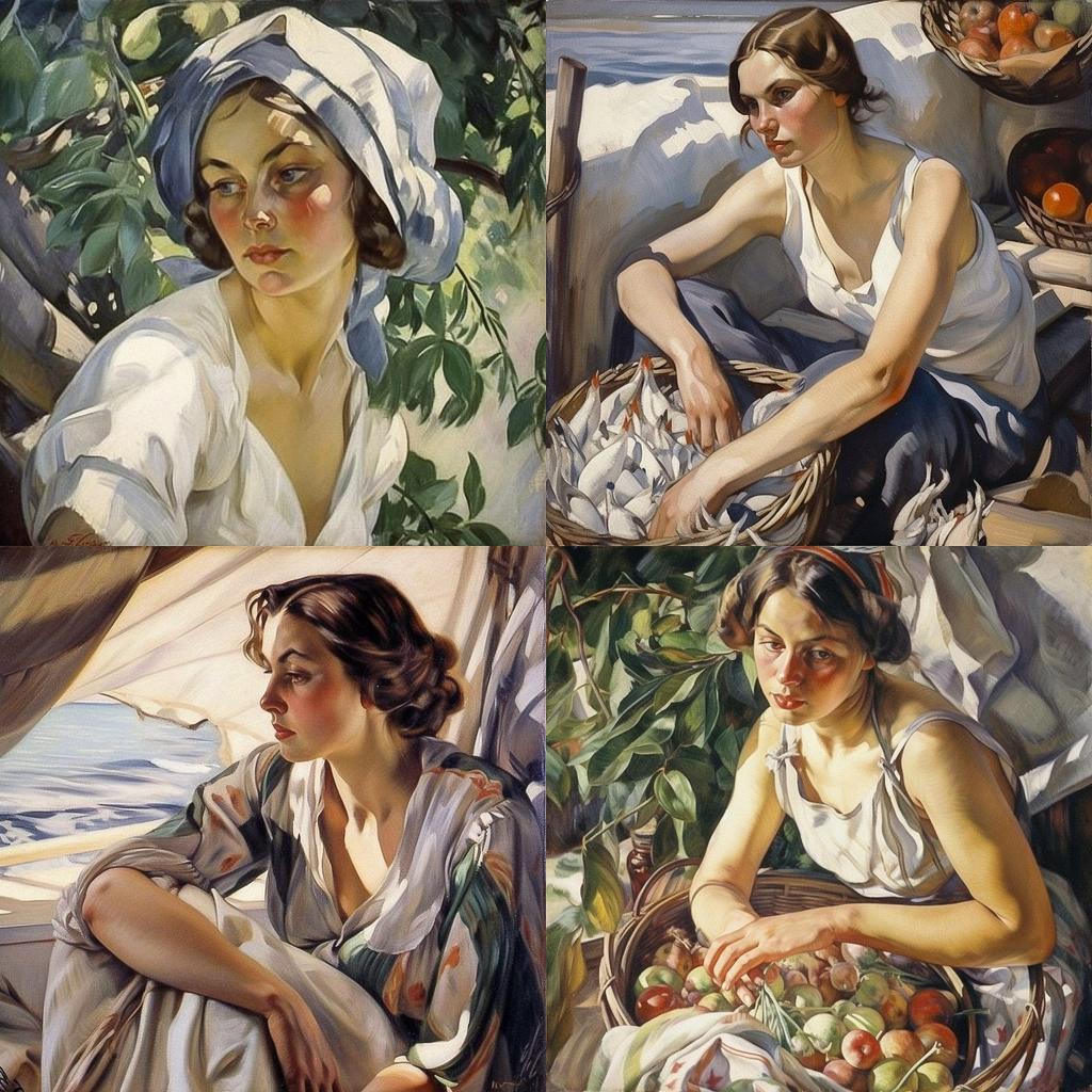 Zinaida Serebriakova style, Midjourney V5, render 1 of 4