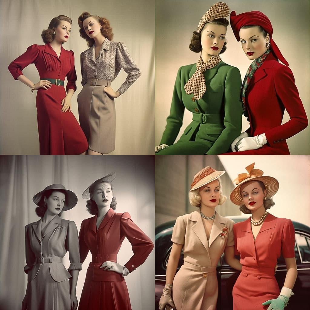 1940s fashion style, Midjourney V5.1, render 1 of 4