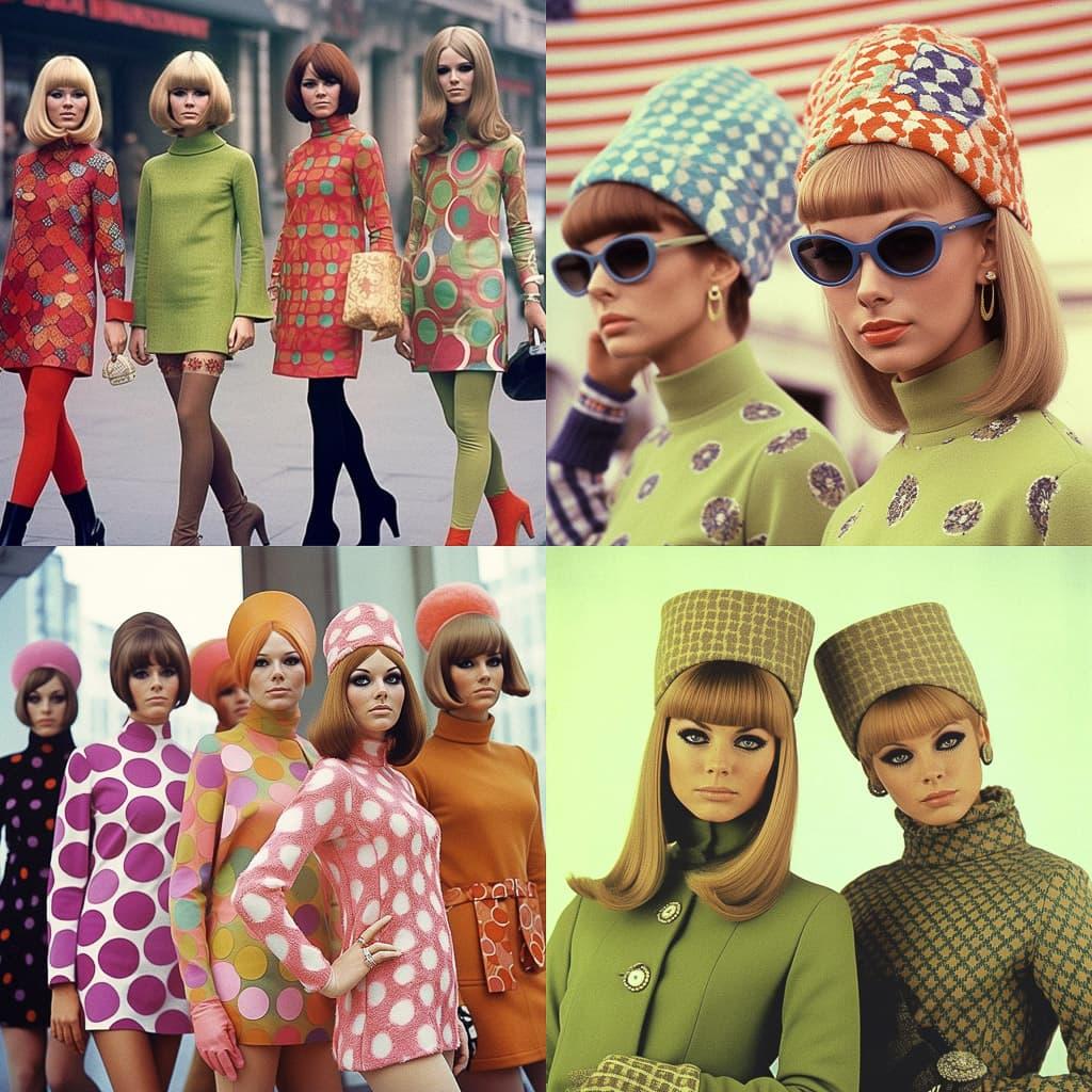 1960s fashion style, Midjourney V5.1, render 1 of 4