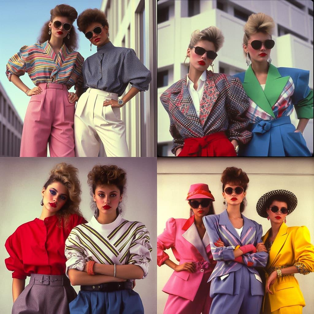 1980s fashion style, Midjourney V5.1, render 1 of 4