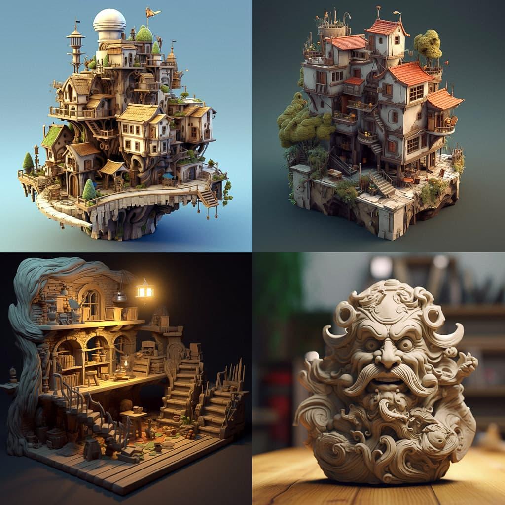 3D model style, Midjourney V5.1, render 1 of 4