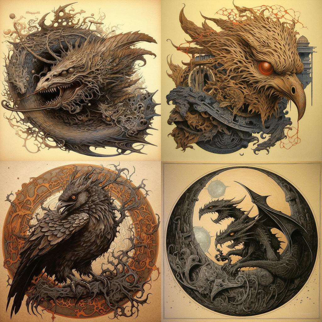 Aaron Horkey style, Midjourney V5.1, render 1 of 4