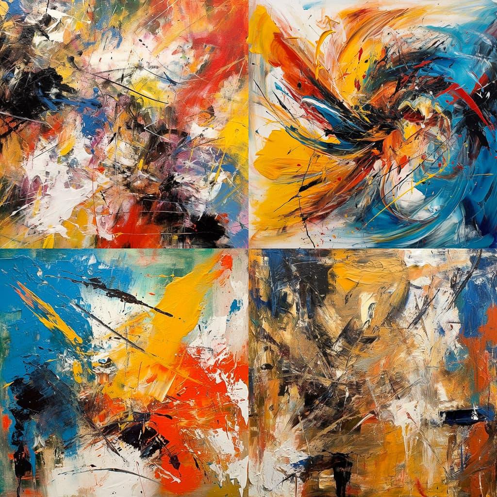 Abstract expressionism style, Midjourney V5.1, render 1 of 4