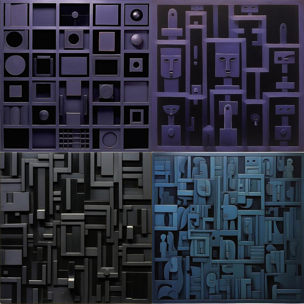 Ad Reinhardt style, Midjourney V5.1, render 1 of 4
