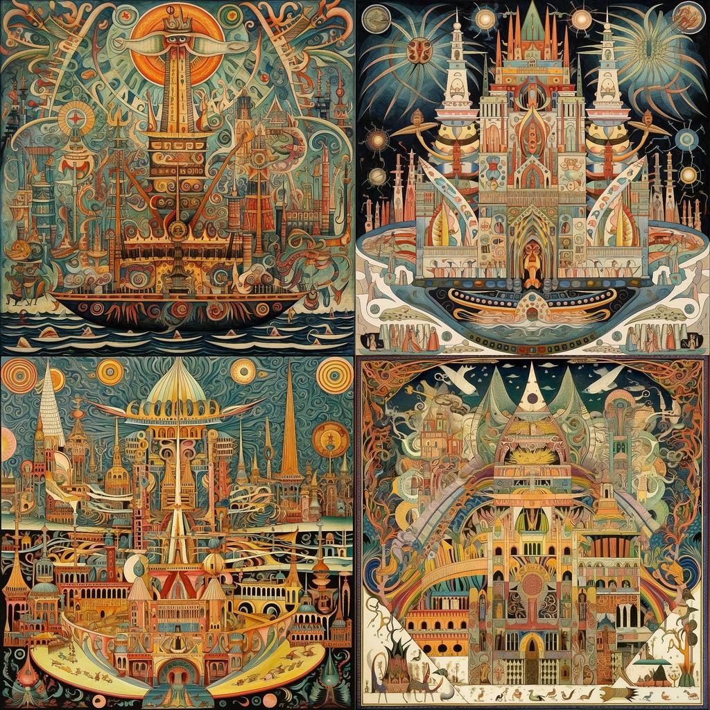 Adolf Wolfli style, Midjourney V5.1, render 1 of 4