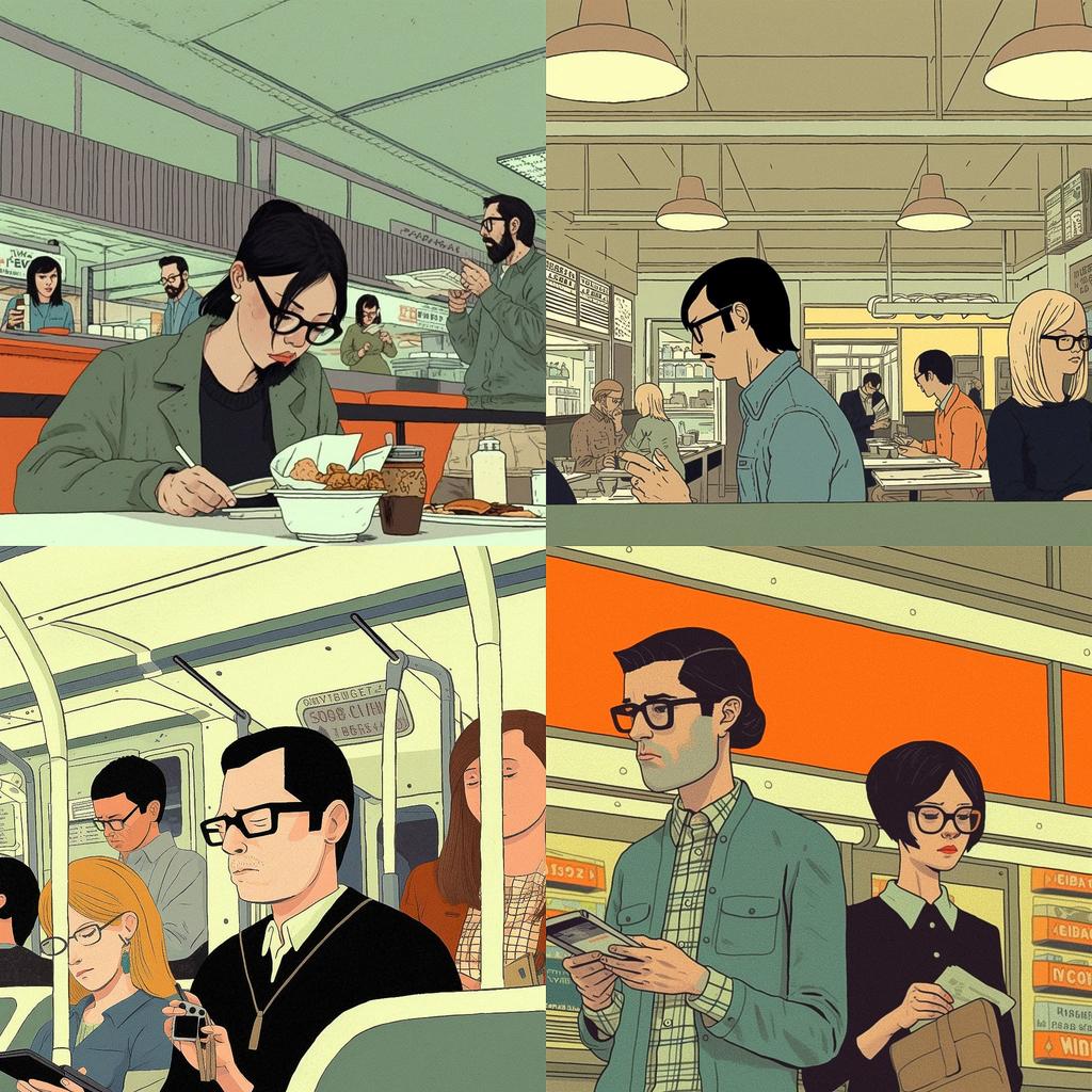 Adrian Tomine style, Midjourney V5.1, render 1 of 4