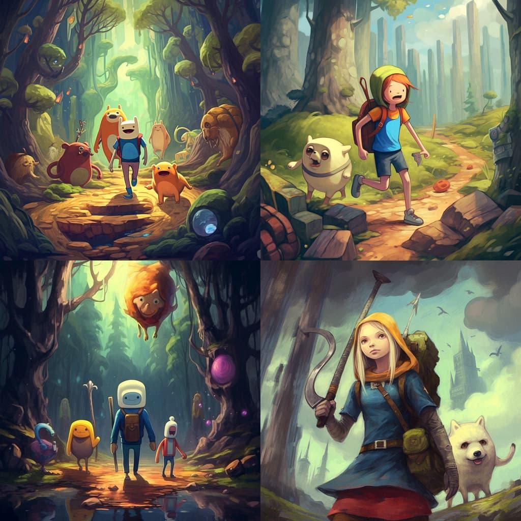 Adventure Time style, Midjourney V5.1, render 1 of 4