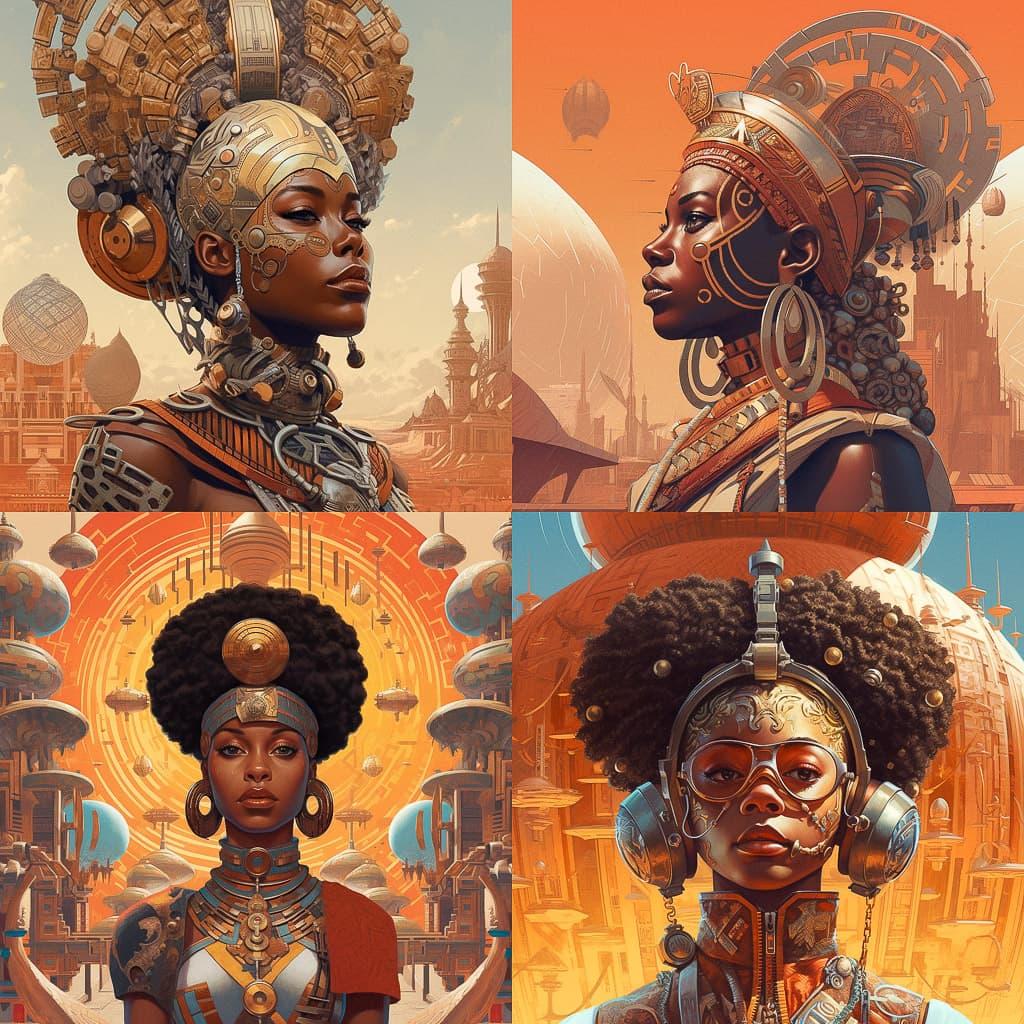 Afrofuturism style, Midjourney V5.1, render 1 of 4