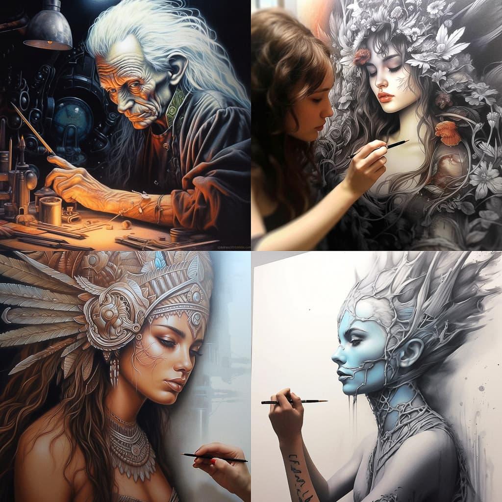 Airbrush drawing style, Midjourney V5.1, render 1 of 4