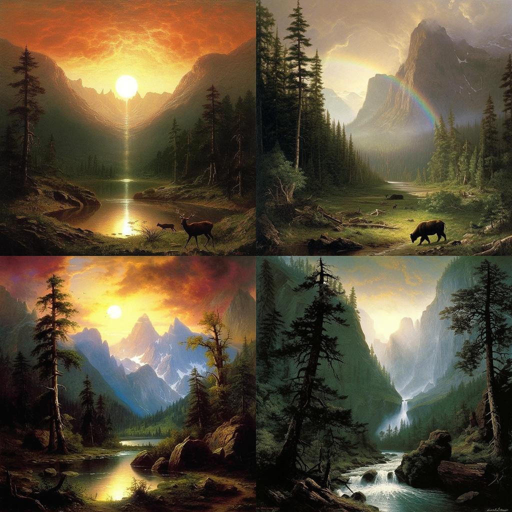 Albert Bierstadt style, Midjourney V5.1, render 1 of 4