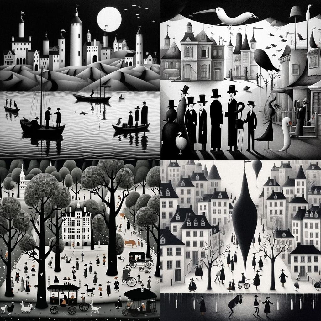 Albert Dubout style, Midjourney V5.1, render 1 of 4