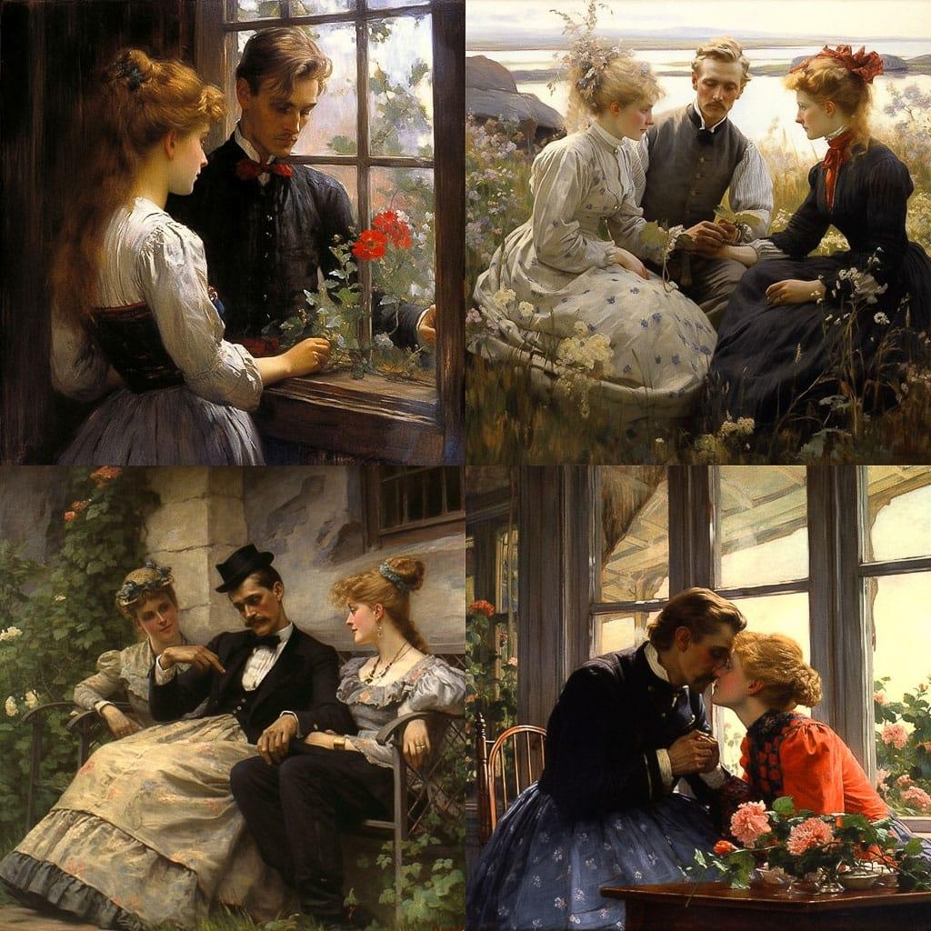 Albert Edelfelt style, Midjourney V5.1, render 1 of 4