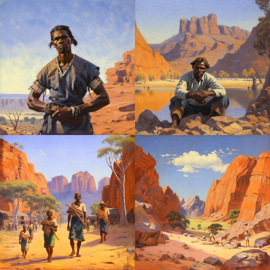 Albert Namatjira style, Midjourney V5.1, render 1 of 4