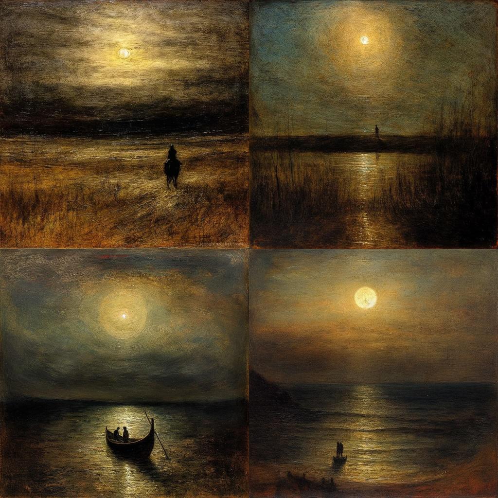 Albert Pinkham Ryder style, Midjourney V5.1, render 1 of 4