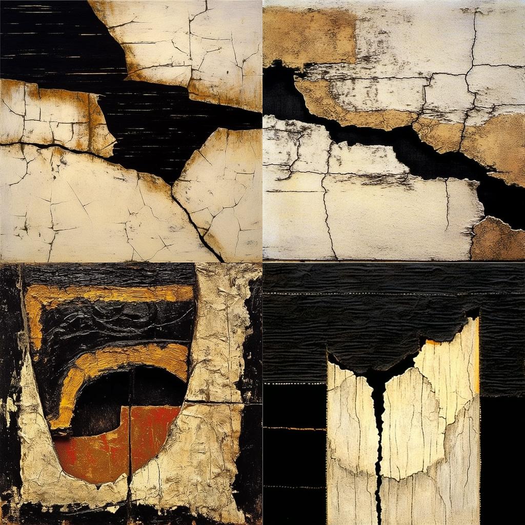 Alberto Burri style, Midjourney V5.1, render 1 of 4
