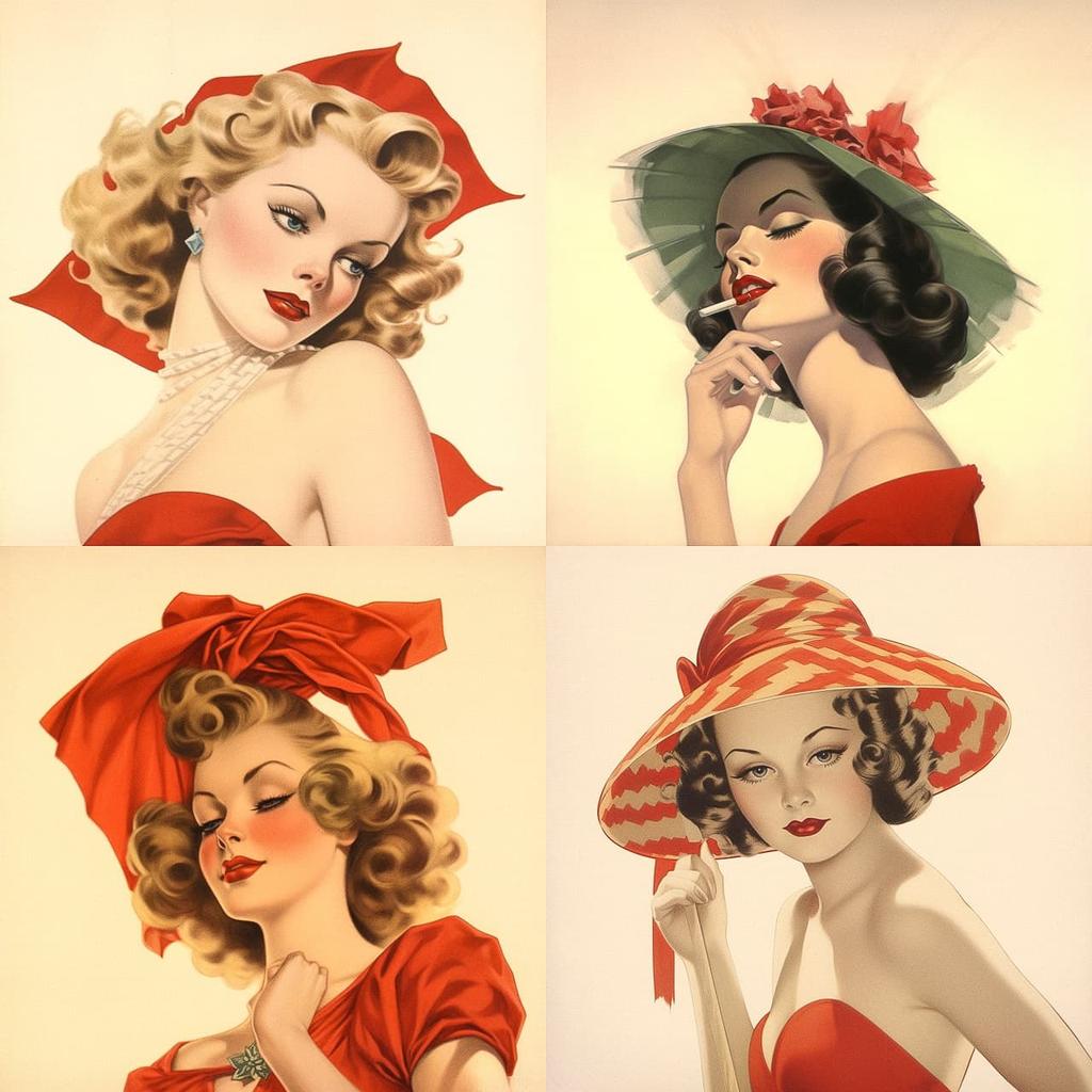 Alberto Vargas style, Midjourney V5.1, render 1 of 4