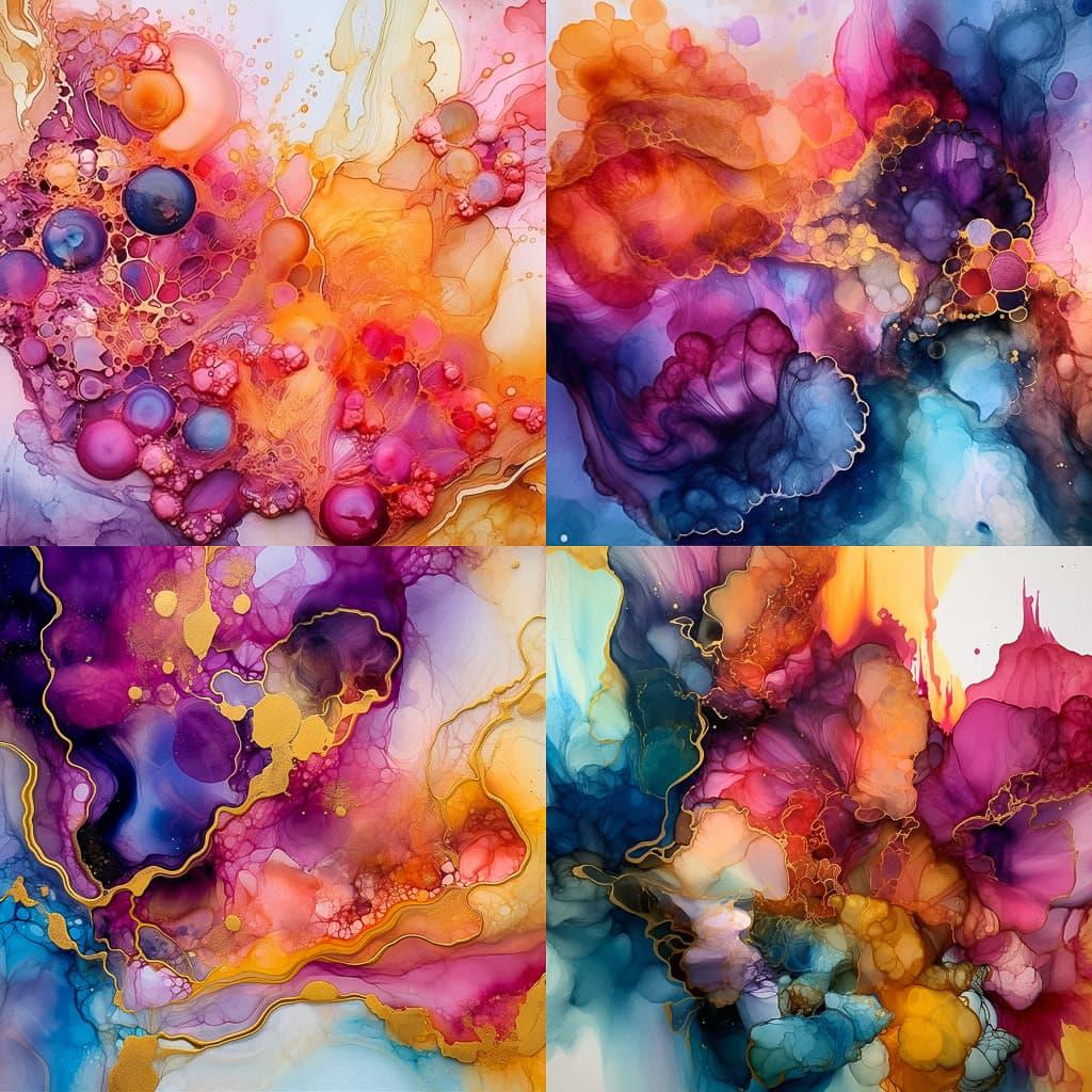 Alcohol ink style, Midjourney V5.1, render 1 of 4
