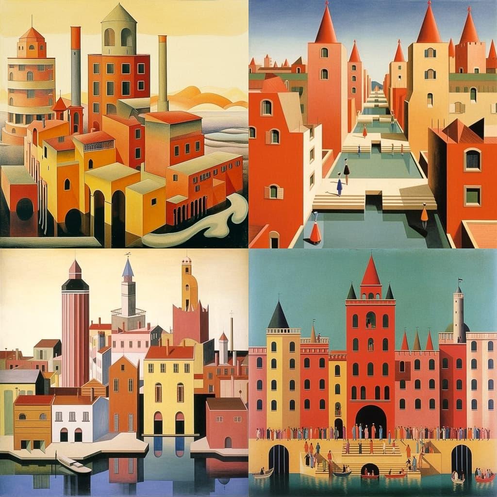 Aldo Rossi style, Midjourney V5.1, render 1 of 4