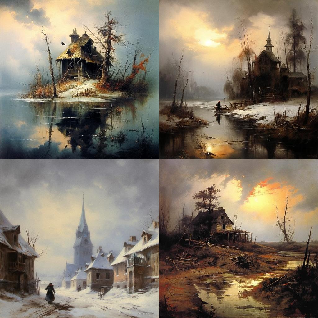 Aleksey Savrasov style, Midjourney V5.1, render 1 of 4
