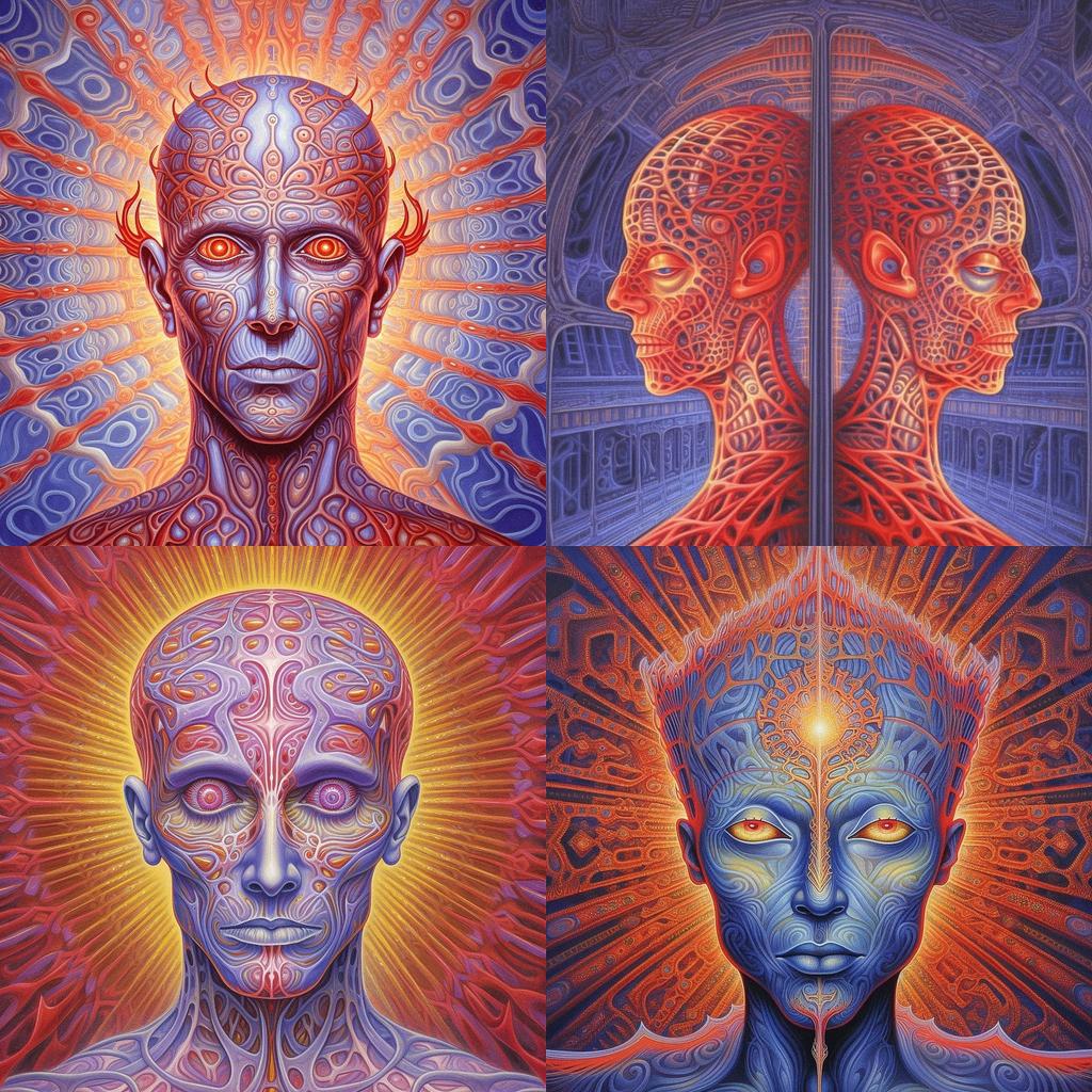 Alex Grey style, Midjourney V5.1, render 1 of 4
