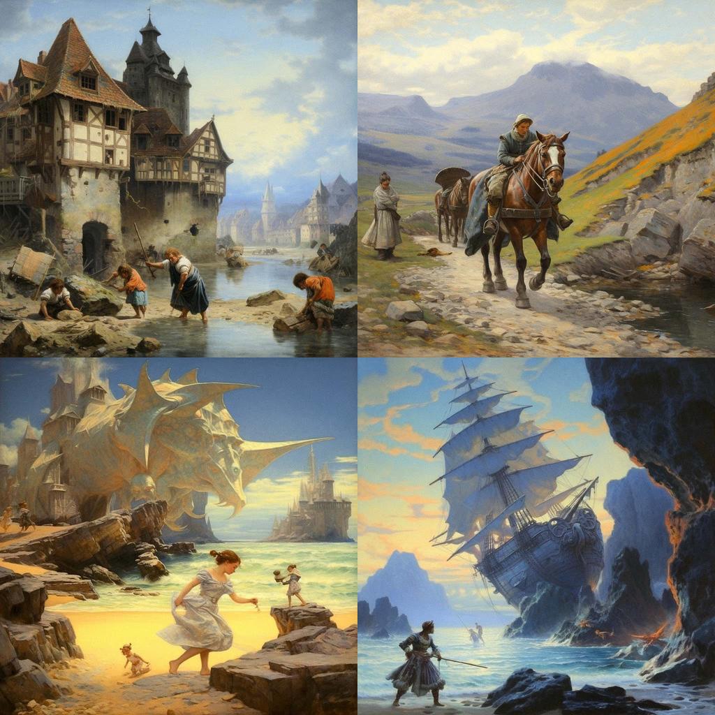 Alfred Dehodencq style, Midjourney V5.1, render 1 of 4