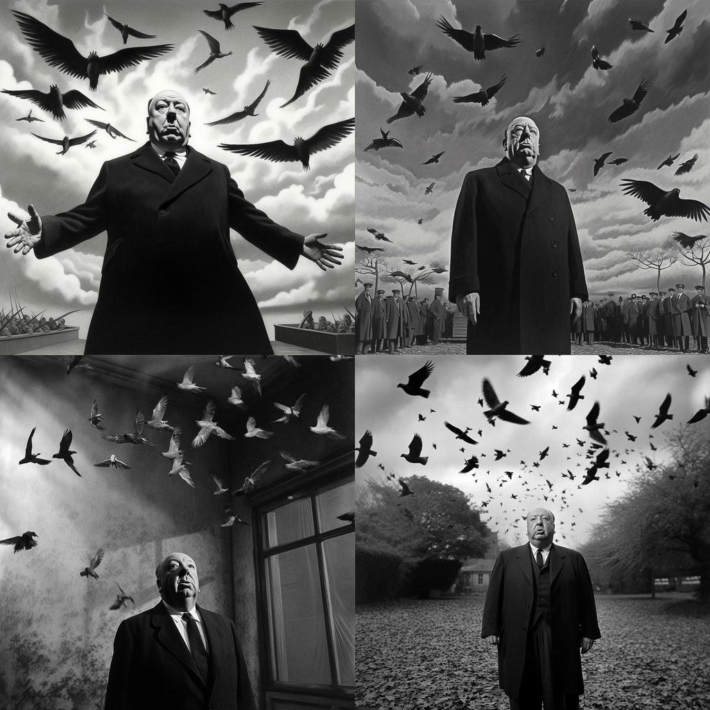 Alfred Hitchcock style, Midjourney V5.1, render 1 of 4