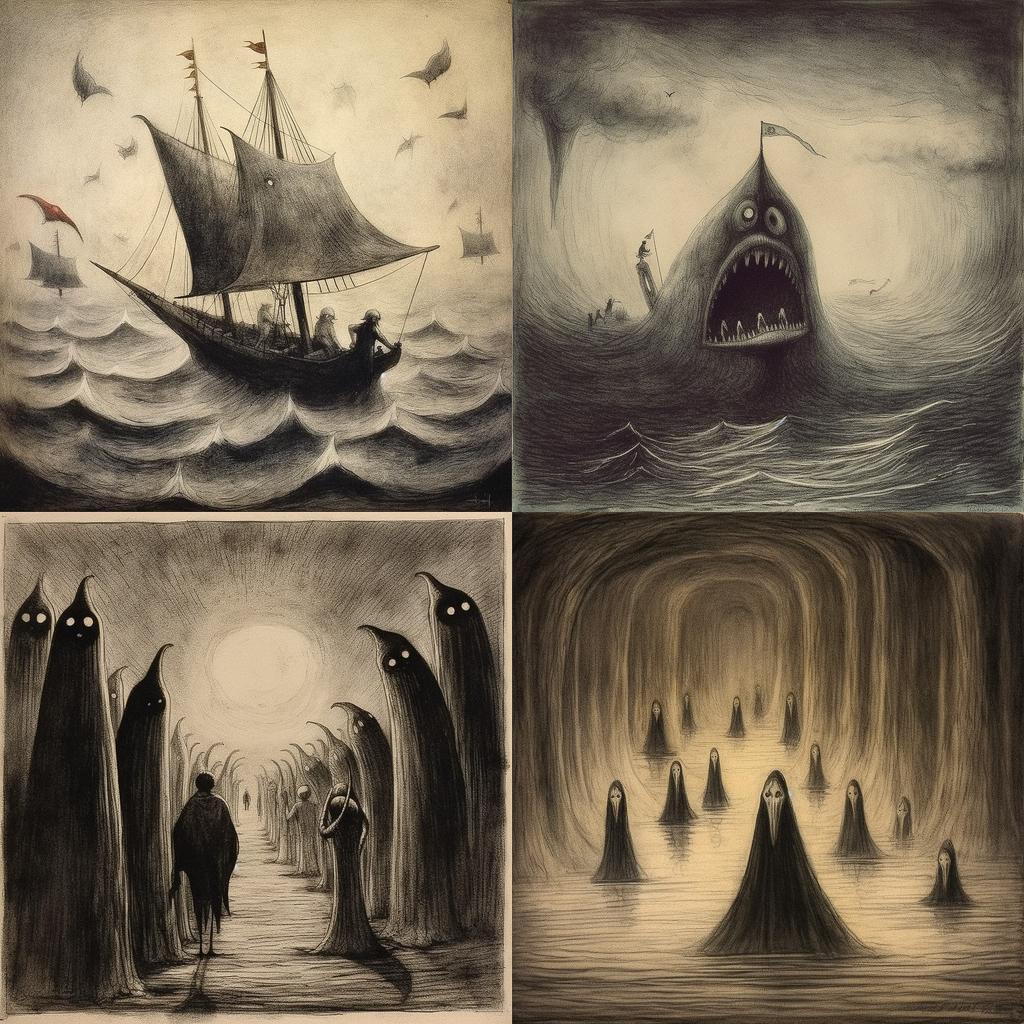 Alfred Kubin style, Midjourney V5.1, render 1 of 4