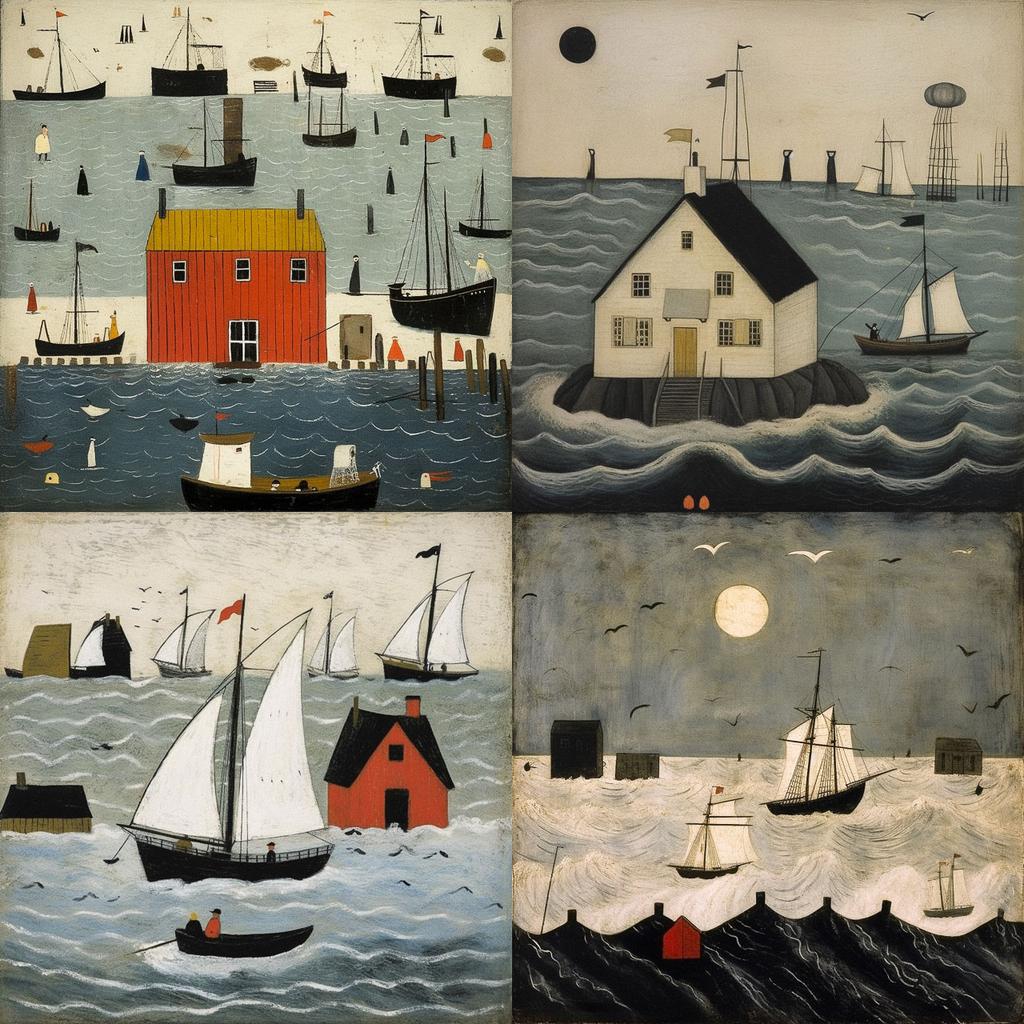 Alfred Wallis style, Midjourney V5.1, render 1 of 4