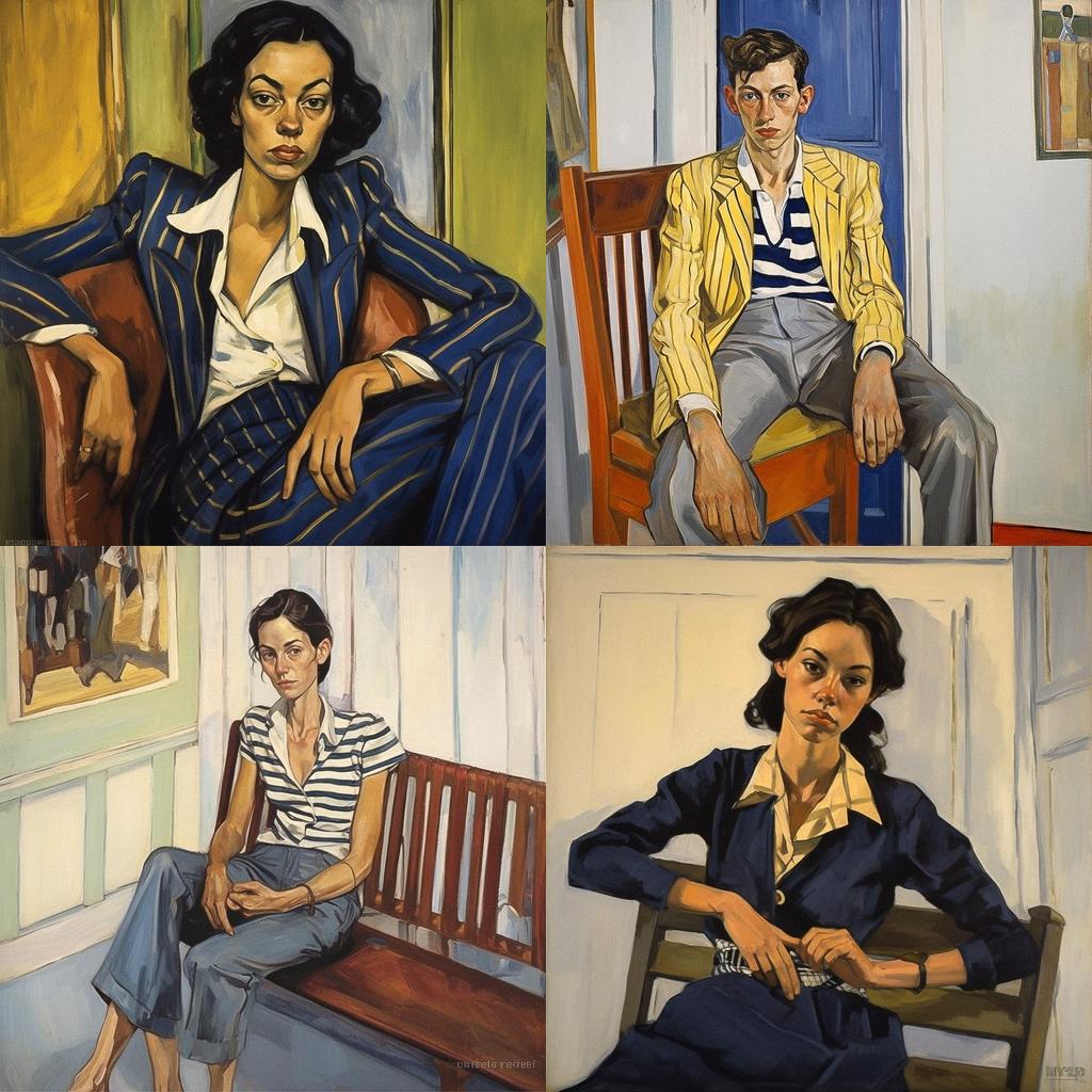 Alice Neel style, Midjourney V5.1, render 1 of 4