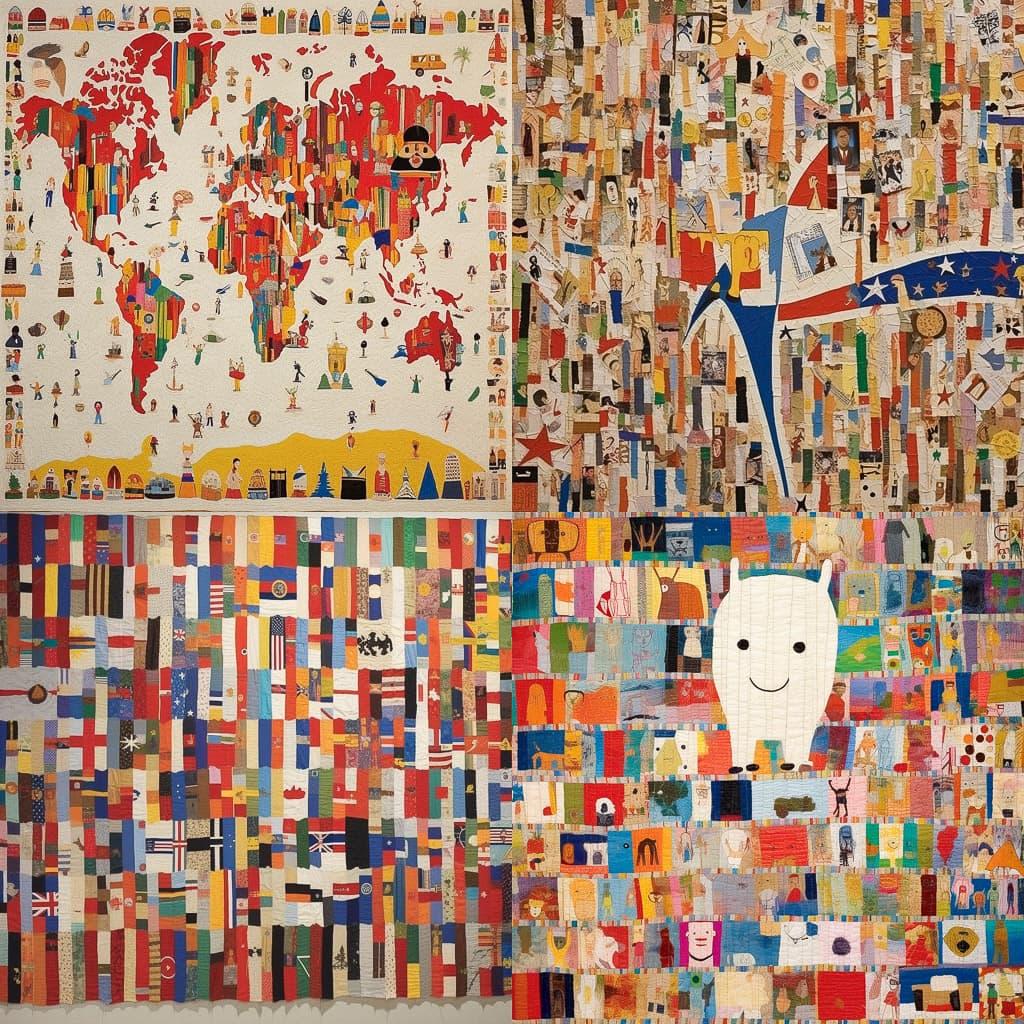 Alighiero Boetti style, Midjourney V5.1, render 1 of 4