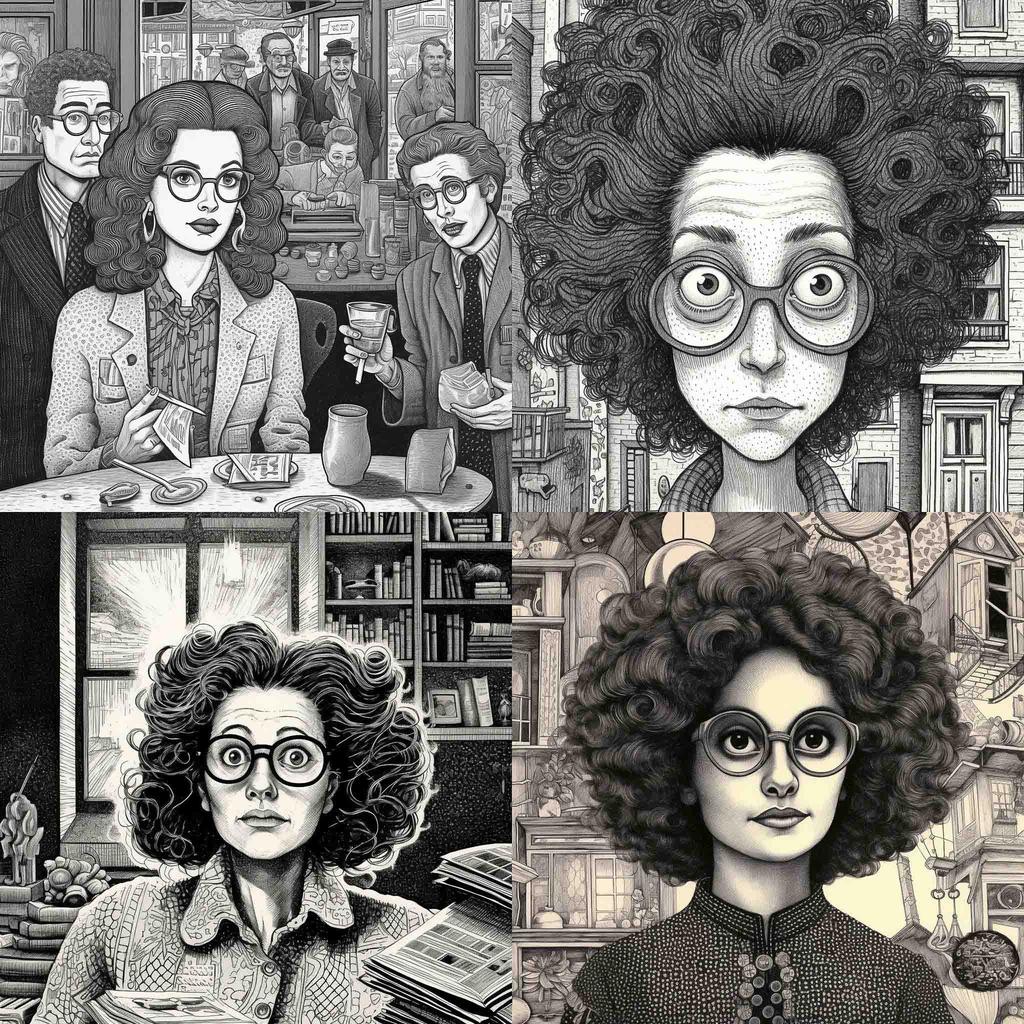 Aline Kominsky-Crumb style, Midjourney V5.1, render 1 of 4