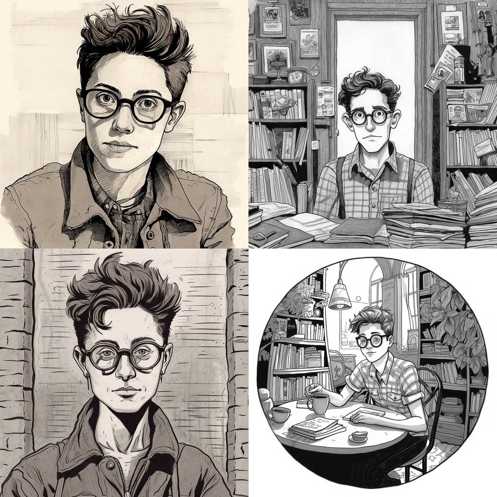 Alison Bechdel style, Midjourney V5.1, render 1 of 4
