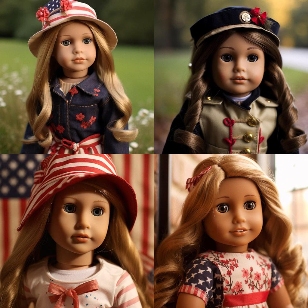 American Girl doll style, Midjourney V5.1, render 1 of 4