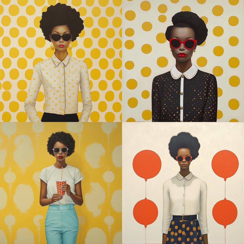Amy Sherald style, Midjourney V5.1, render 1 of 4