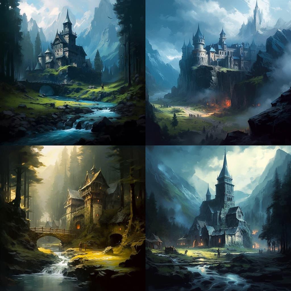 Andreas Rocha style, Midjourney V5.1, render 1 of 4