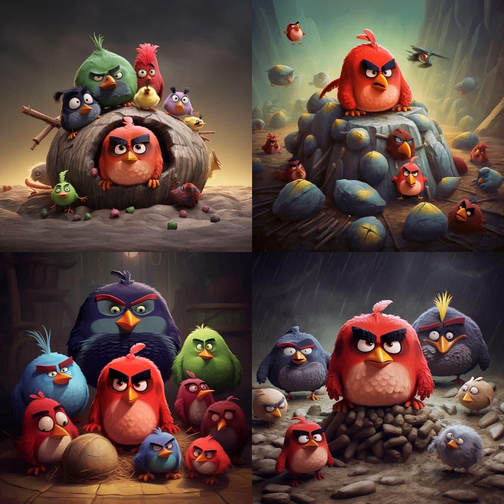 Angry Birds style, Midjourney V5.1, render 1 of 4
